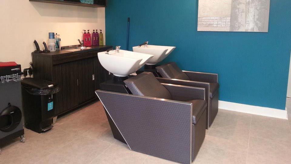 Hair washing stations at the salon